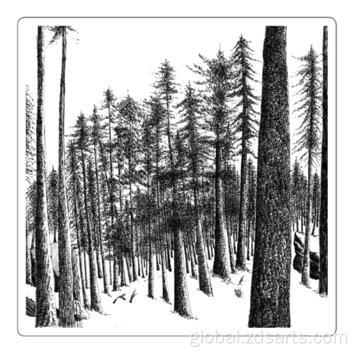 Black Pen Sketch Drawing Passage pen and ink painting in winter Supplier